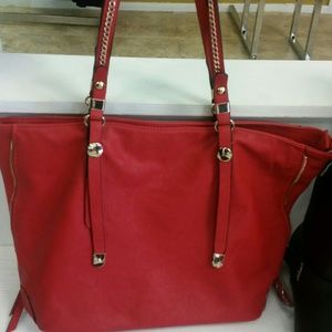 Large Chained Bright Red Tote Bag