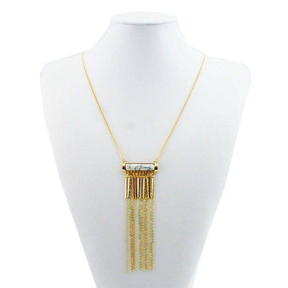 Marbled Stone Tassel Necklace - Picture 2 of 2