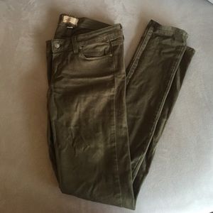 Paige skinny jeans olive green color