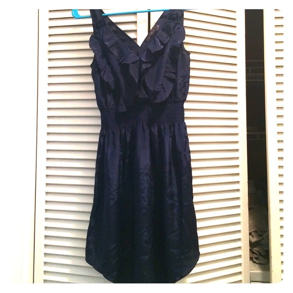 Satin ruffle-front dress