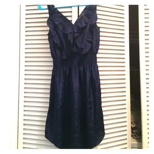 Satin ruffle-front dress