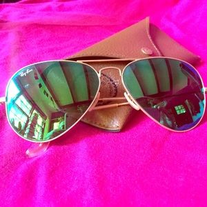 Ray Ban Green Mirror Aviator Sunglasses