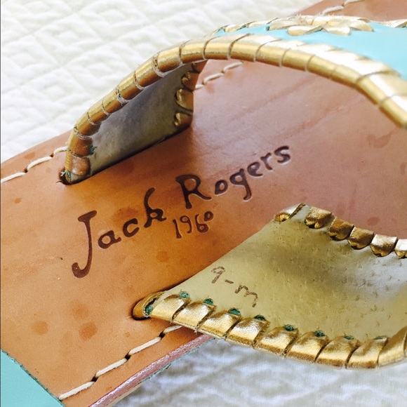 Jack Rogers turquoise and golden sandals - Picture 3 of 4