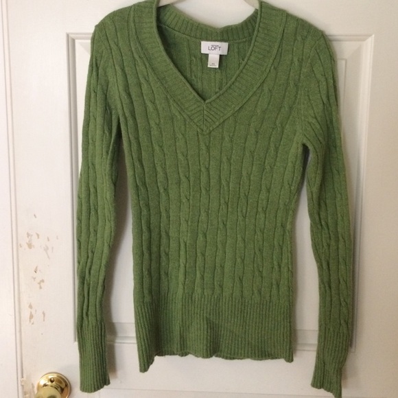 Kelly green cable-knit sweater
