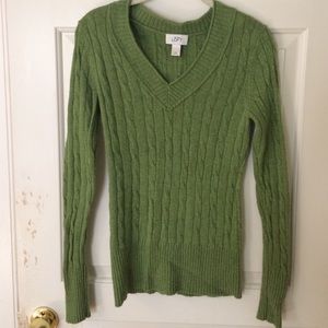 Kelly green cable-knit sweater