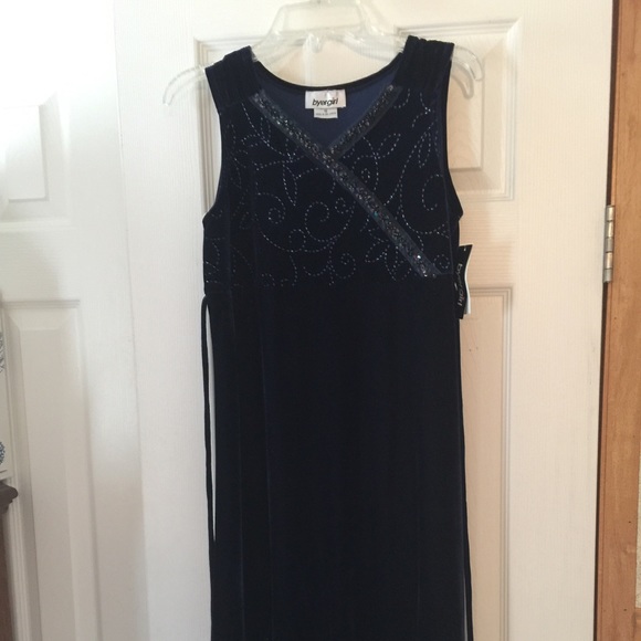 Beautiful royal blue velvet dress sequin trim - Picture 1 of 3