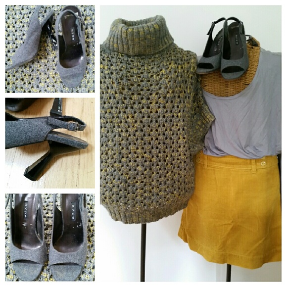 Xsoldx HYPE charcoal grey wool peep toe heels 5.5 - Picture 3 of 3