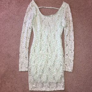 Mint low back lace mini dress
