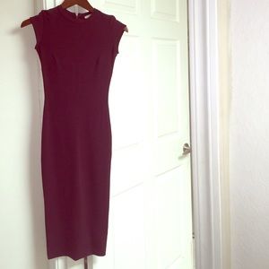 Burgundy tight below the knee dress