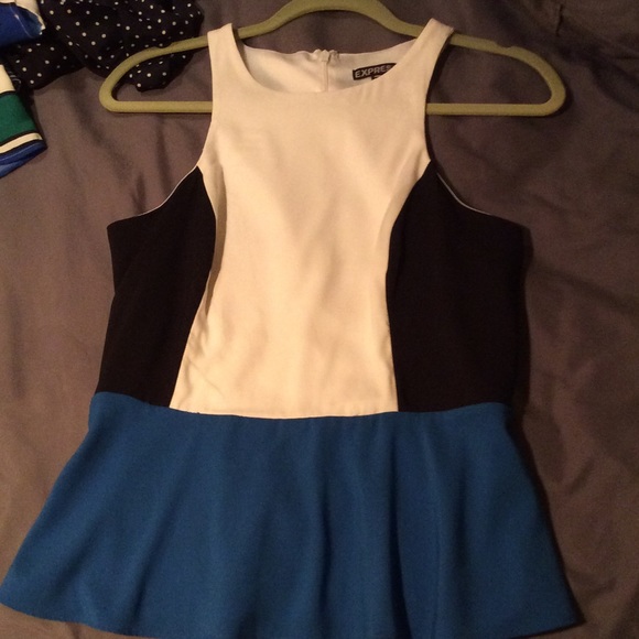 White blue black peplum