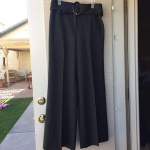 WHBM wide leg grey dress slacks w/ removable belt