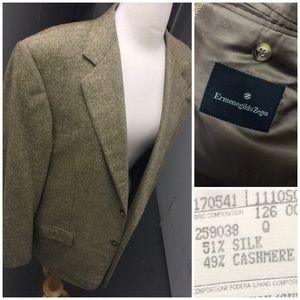 ZEGNA CASHMERE & SILK MENS SPORTCOAT BLAZER 42R