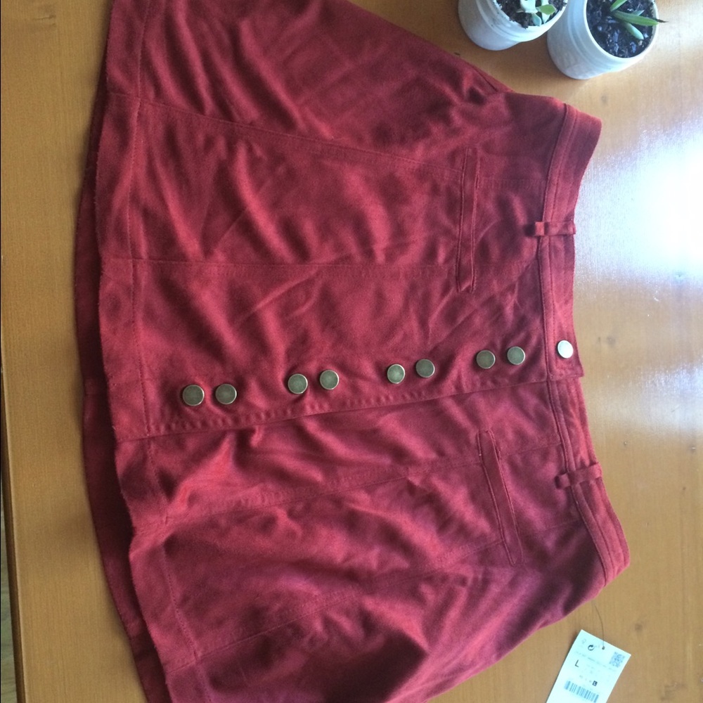 NWT Zara red suede skirt