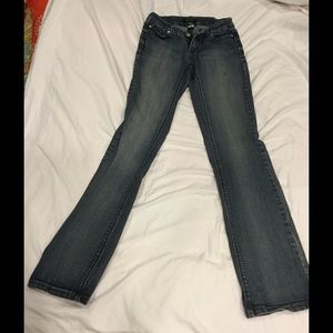 Jeans, small stain on left thigh.