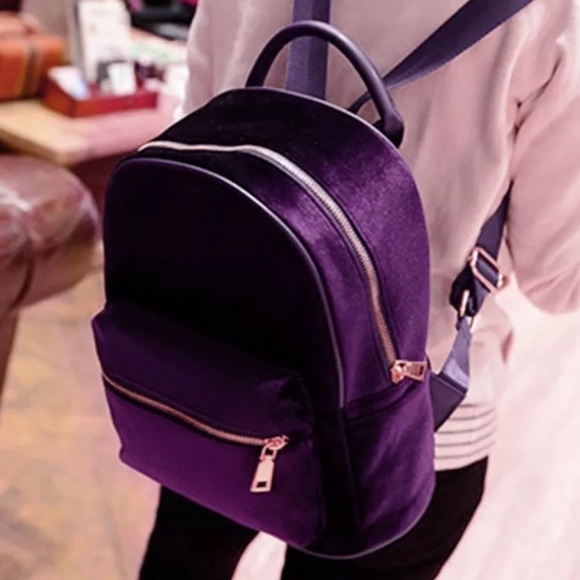 🎉HOST PIC🎉 PURPLE MINI VELVET BACKPACK PURSE - Picture 4 of 7