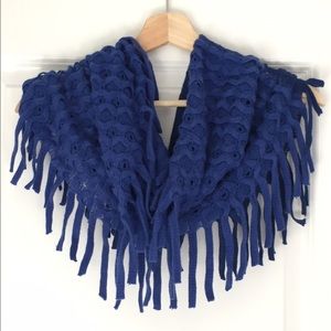 Blue Fringe Infinity Scarf