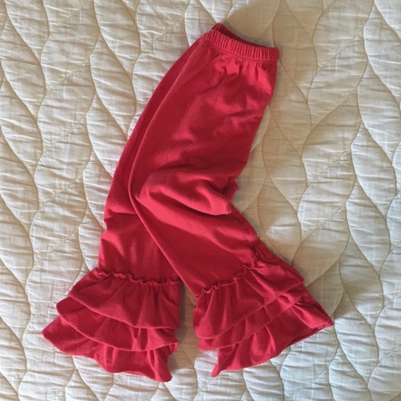 Boutique Red Ruffle Knit Pants