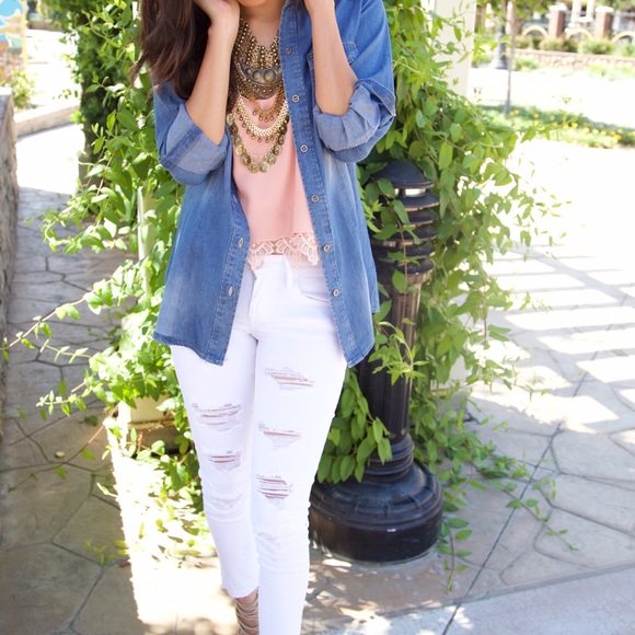 White Distressed Skinny Jeans