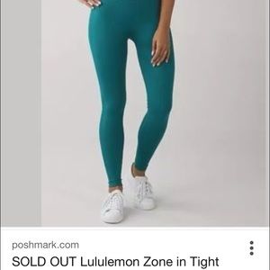 Lululemon Zone in tight in teal. Full length
