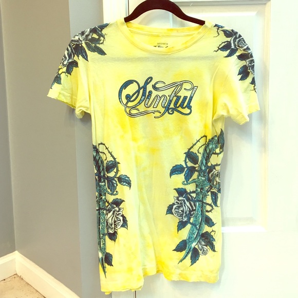 Yellow and blue Sinful T-Shirt