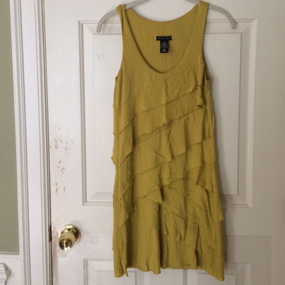 Chartreuse ruffled-front dress