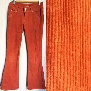 Barely worn orange/red corduroy flare Hudson jeans