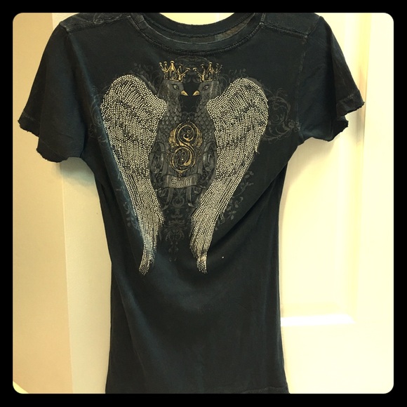 Sinful Black t-Shirt with angel wings