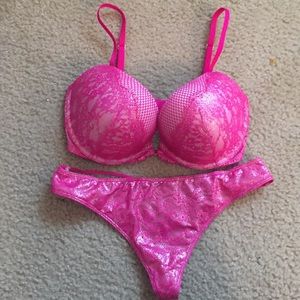 Pink Victoria's Secret bra and panty set