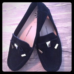 Black suede loafers