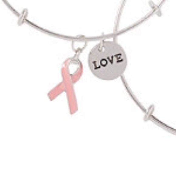 BREAST CANCER AWARENESS  BANGLE BRACLETS SET OF 3 - Picture 2 of 5