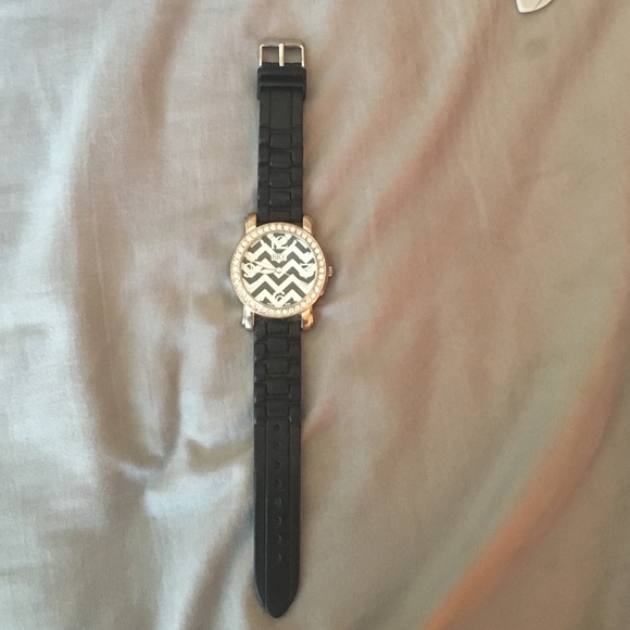 Black Rhinestone rubberband watch!