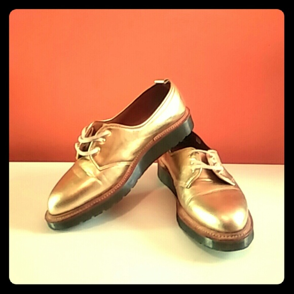 Metallic Gold Dr. Martens Oxford Shoes
