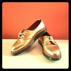 Metallic Gold Dr. Martens Oxford Shoes