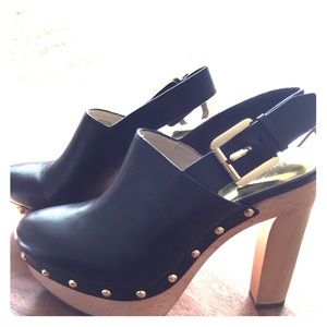 Michael Kors Black Leather Clogs