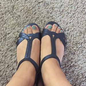 Final Markdown: Navy Blue, Textured Sandals
