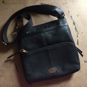Black with brown accent Fossil crossbody