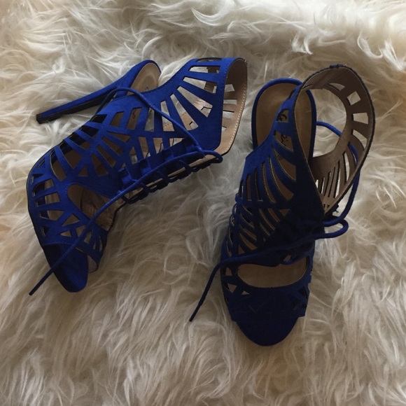 Qupid blue lace up heels