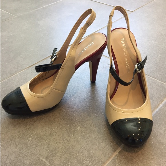 Franco Sarto Black Tip Slingbacks