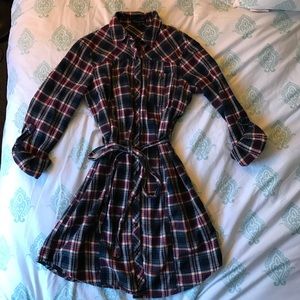 Forever 21 flannel tie waist tunic, size S