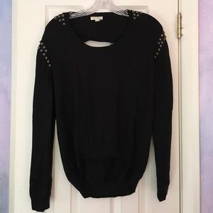 Black studded sweater with open back