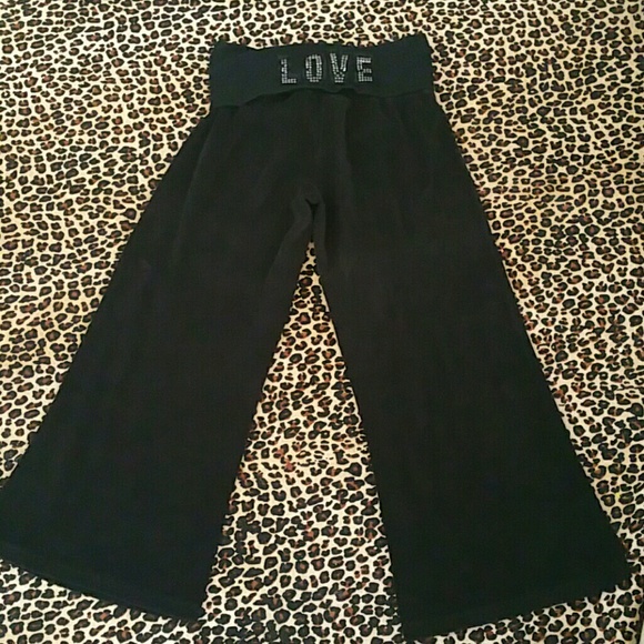 Royal Plush Love Black Cropped Palazzo Pants - Picture 1 of 3