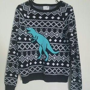 Teal Dinosaur Sweater
