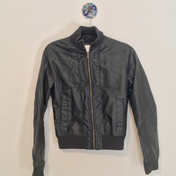 Faux Leather Bomber Jacket