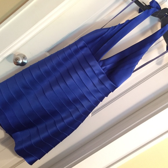 BCBGMaxAzria ayered royal blue halter dress