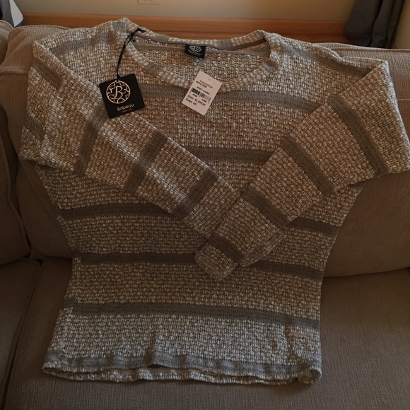 Bobeau grey/white casual light knit sweater XL