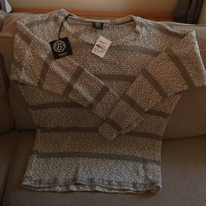 Bobeau grey/white casual light knit sweater XL