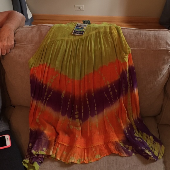 Tie dye rayon beach coverup/ dress