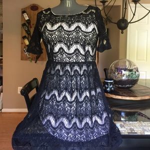 Ladies Black Crocheted Dress