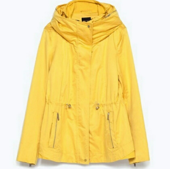 Zara Yellow Short Parka Jacket Coat Raincoat