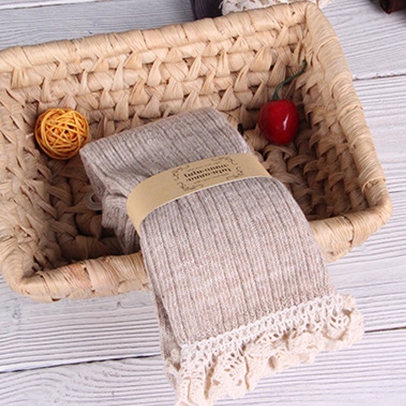 ❣️LAST 1❣️OATMEAL RIBBED OTK SOCKS - Picture 4 of 4